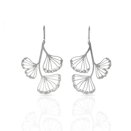 Kolczyki Ginko Biloba średnie srebrne