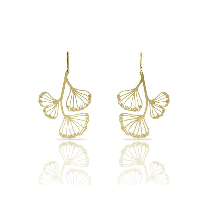 Kolczyki Ginko Biloba średnie złote