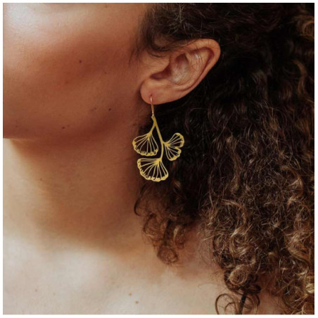 Kolczyki Ginko Biloba średnie złote