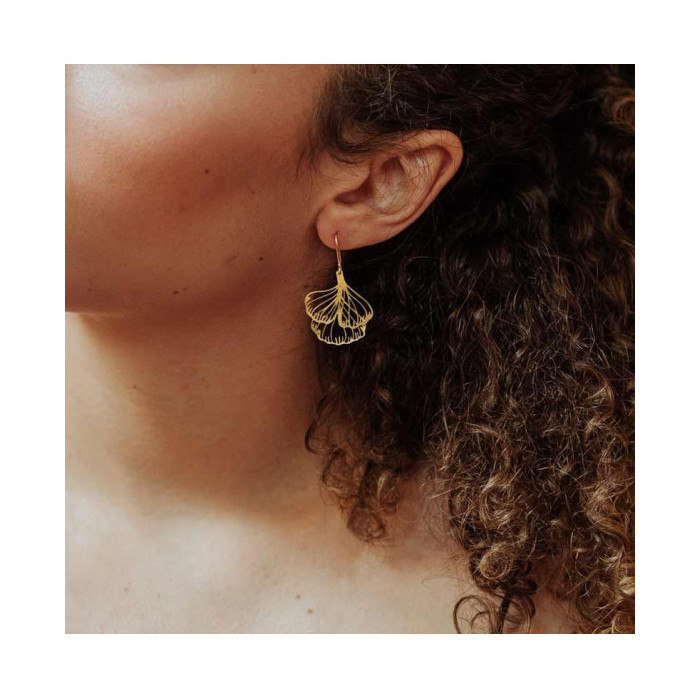 Kolczyki Ginko Biloba małe złote