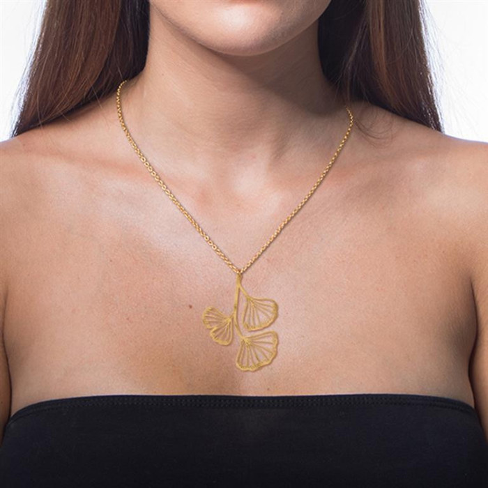 Naszyjnik krótki Ginko Biloba złoty