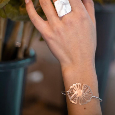 Bransoletka zapinana Ginko Biloba srebrna