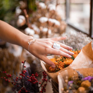 Bransoletka zapinana Ginko Biloba srebrna