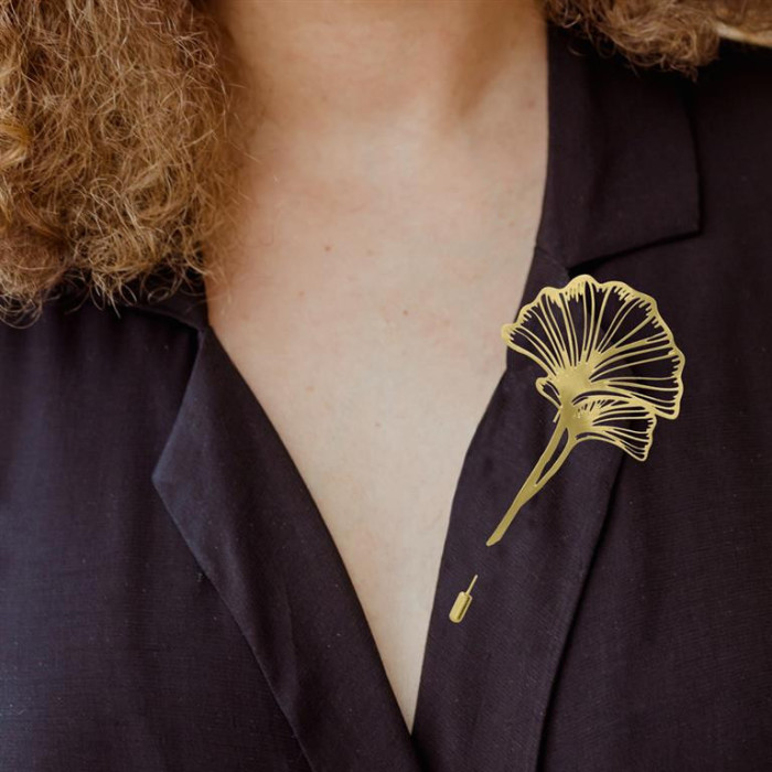 Broszka Ginko Biolba złota