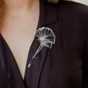 Broszka Ginko Biloba srebrna