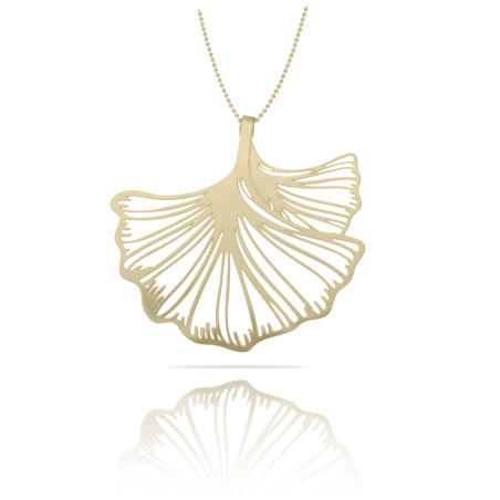 Naszyjnik długi Ginko Biloba złoty