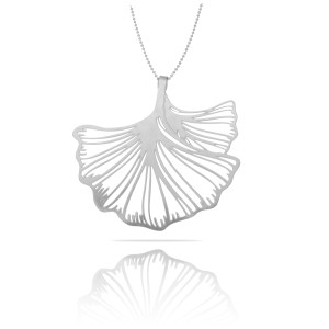 Naszyjnik długi Ginko Biloba srebrny