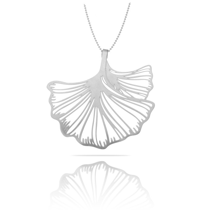 Naszyjnik długi Ginko Biloba srebrny