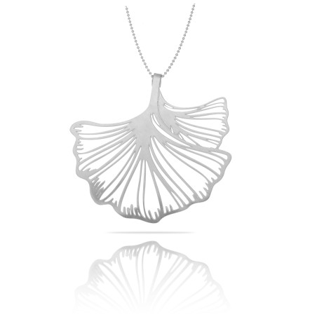 Naszyjnik długi Ginko Biloba srebrny