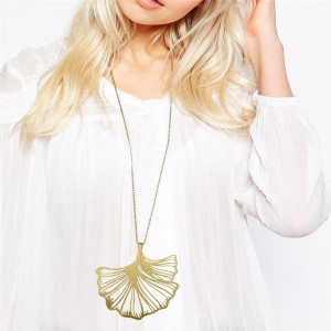 Naszyjnik długi Ginko Biloba srebrny