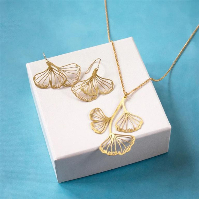 Naszyjnik krótki Ginko Biloba srebrny