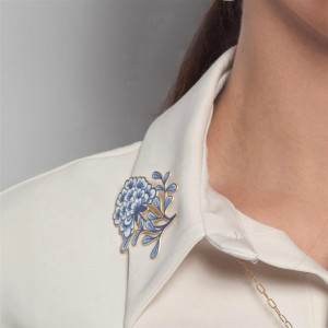 Broszka Porcelana Flor złoto/kolor