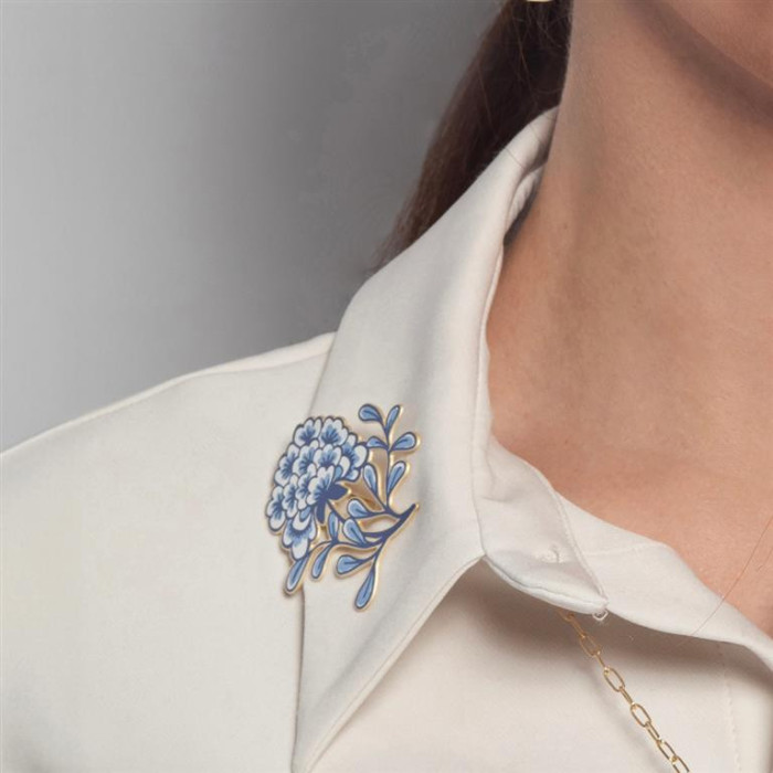 Broszka Porcelana Flor złoto/kolor